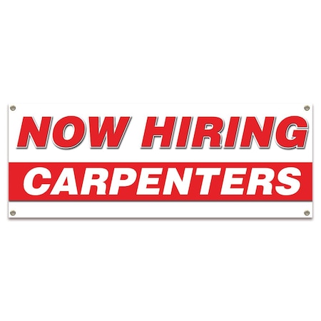 Signmission Now Hiring Carpenters Banner Apply Inside Accepting Application Single Sided B-30212